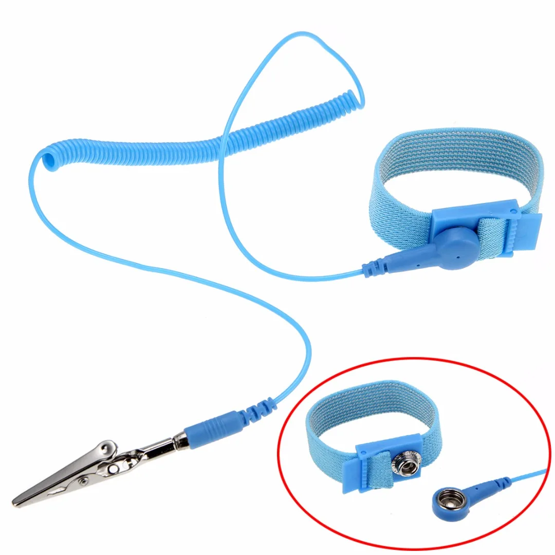 

1pc Polyurethane Anti Static Electricity Grounding Wired Wristband ESD Discharge Wrist Strap Band with Alligator Clip Tip