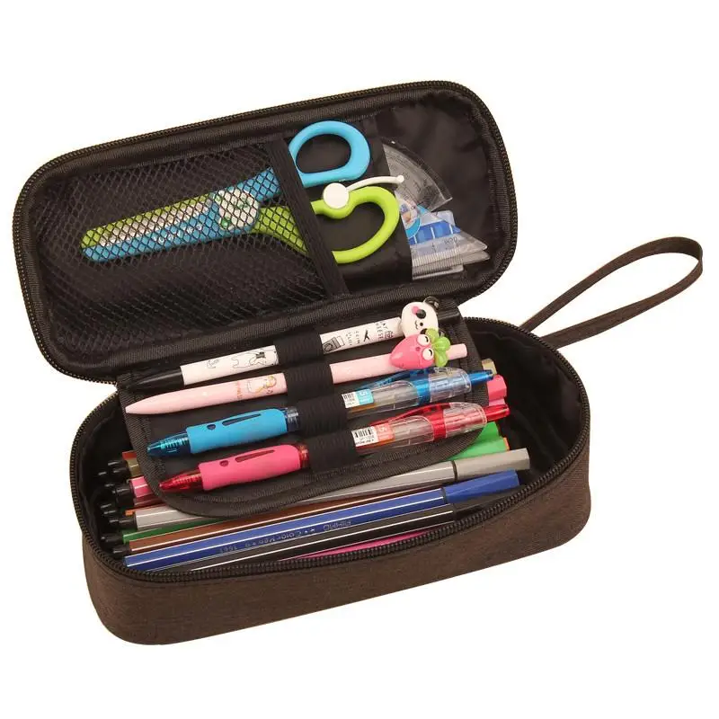 Портативный Большой Вместительный чехол для карандашей, одноцветная сумка для ручек, сумка для канцелярских принадлежностей, органайзер, школьные офисные принадлежности для мальчиков и девочек