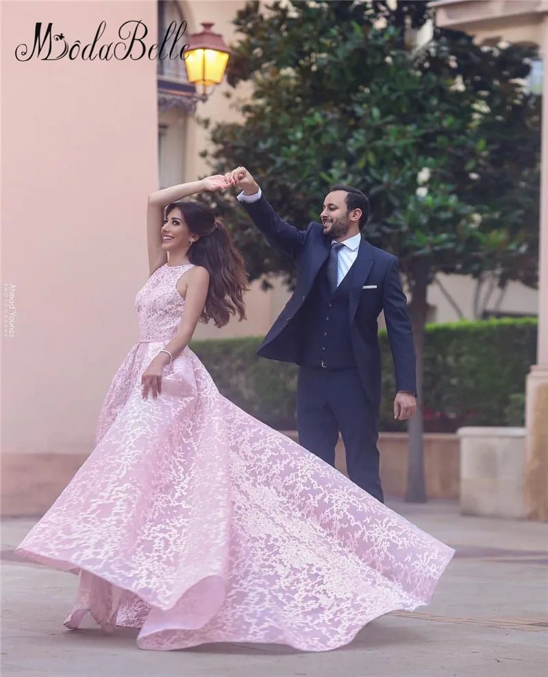 Modabelle розовый кружево без рукавов элегантные вечерние платья 2019 Новое поступление Jewel вечернее платье Longo vestido de festa