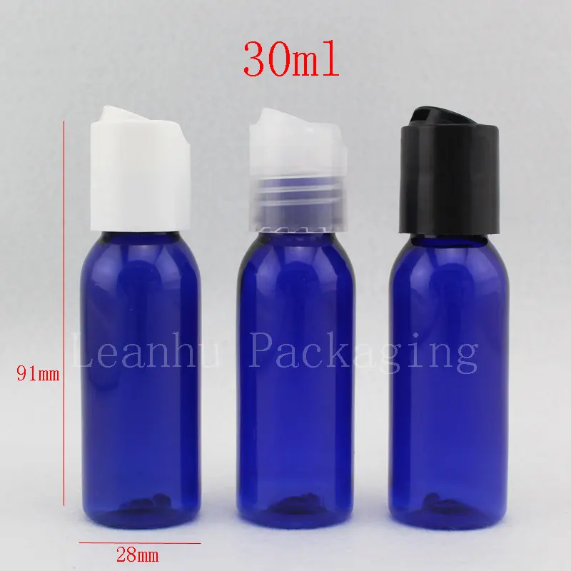 Buy 30ml X 100 empty blue color travel lotion bottle with Disc Top cap for