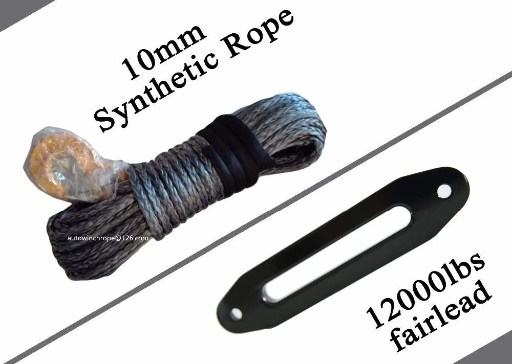 Grey 10mm*30m Synthetic Rope and 10" Hawse Fairlead,Synthetic Winch