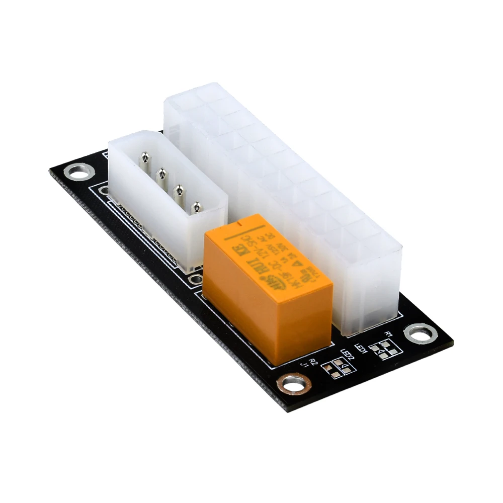 TISHRIC 2018 Black ATX 24Pin to Molex 4Pin Dual PSU Power Adapter Sync Starter Extender Cable Card Add2psu Mining Miner Riser