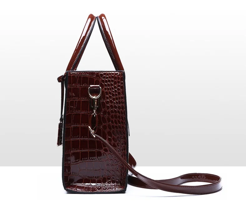 2019 crocodilo mulheres tote real patente bolsa