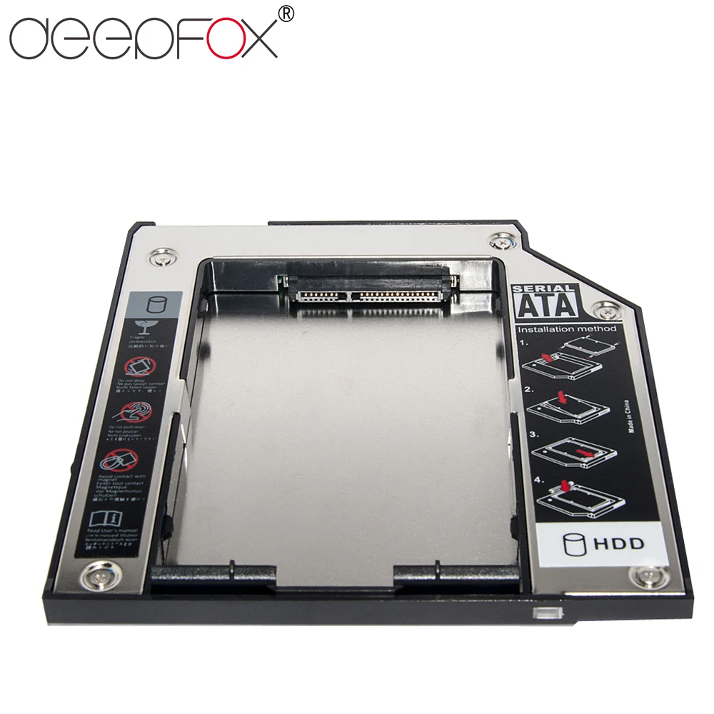 

DeepFox Plastic & Aluminum SATA to SATA 2nd HDD Caddy 9.5mm 2.5" SSD Case HDD Enclosure For Lenovo T400 CD DVD-ROM Optibay