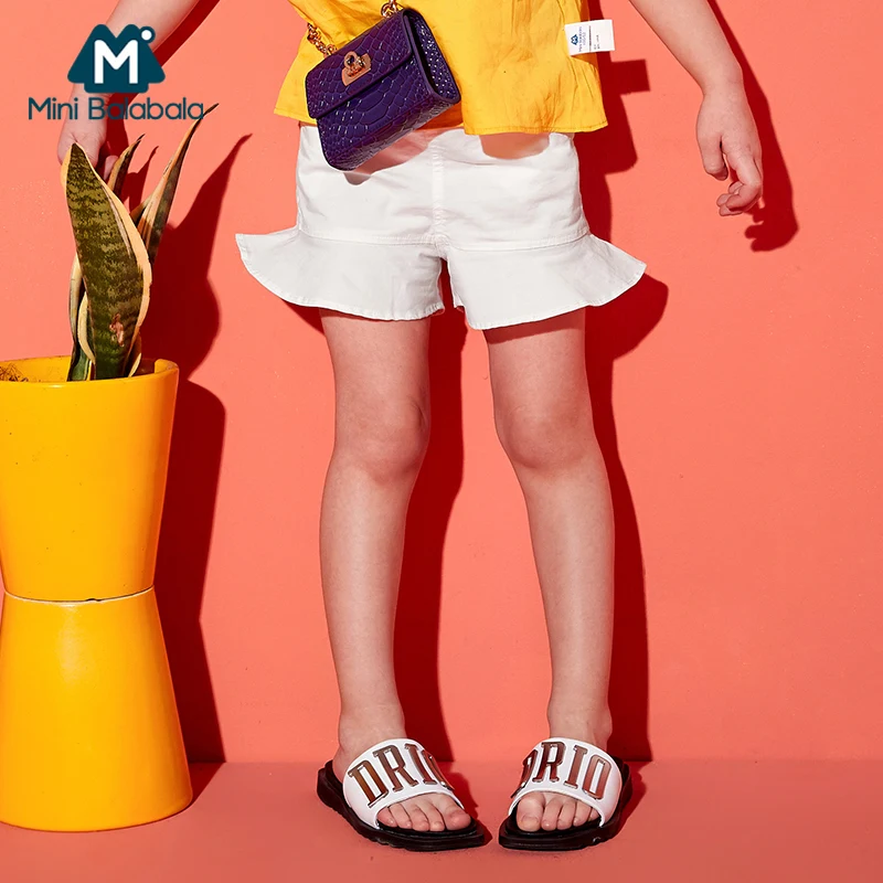 

Mini Balabala Toddler Girl Soft Cotton Flounced Shorts Children Kid Girls Summer Shorts Short Pants with Pocket Elastic Waist