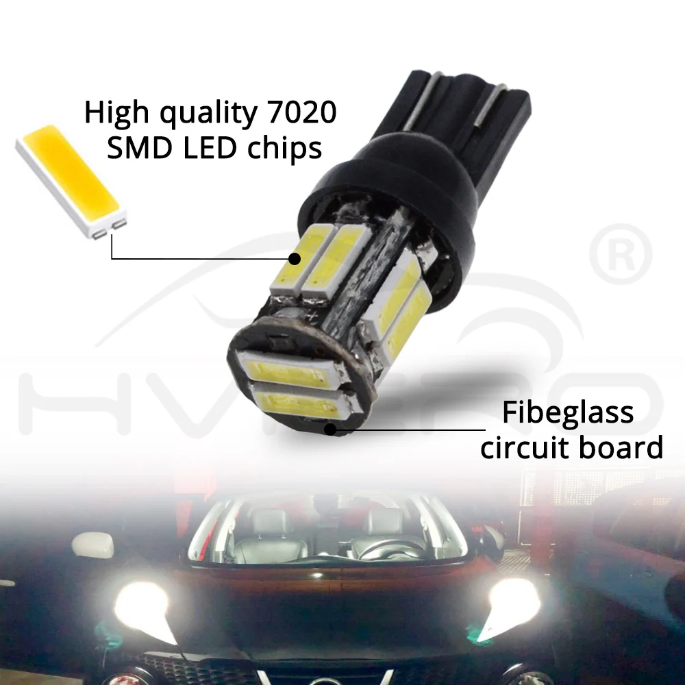 4 шт. T10 ВОДИТЬ Автомобиль AC/DC 12V W5W 7020 SMD 194 168 Клин Замена обратный инструмент Панель лампы белого лампы для Габаритные огни