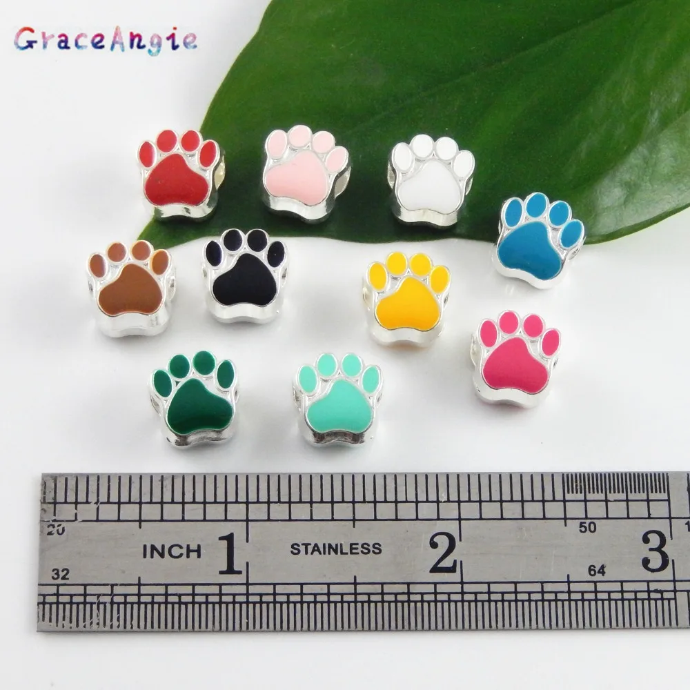 40PCS Paw Prints Beads For Bracelet women man DIY Jewelry making Beads Wholesale Earrings Necklace Accessories Crafts Colorful