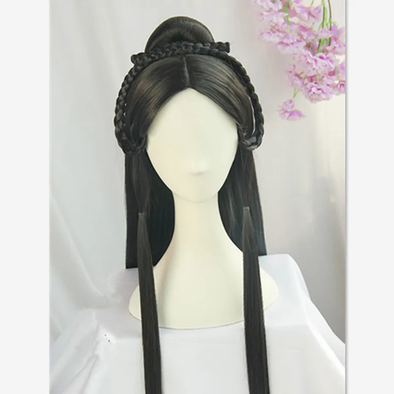 

70cm princess party favours chinese ancient hair cosplay black vintage hair for children and women halloween cosplay supplies