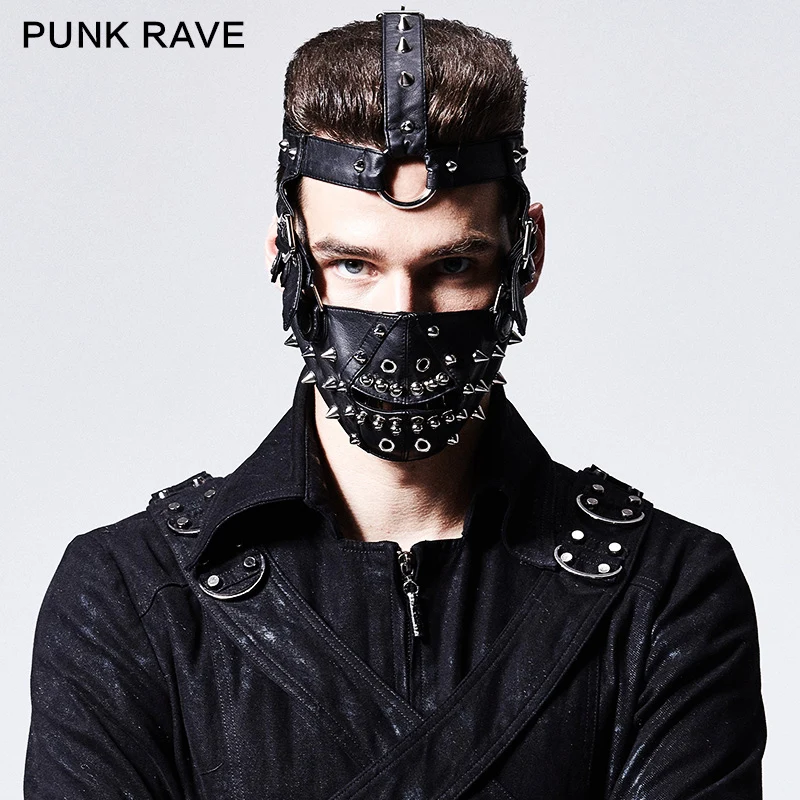 

Punk Rave Brand New Gothic Steampunk Black Fahison Rivet Mask Cosplay Performance Clothing S158