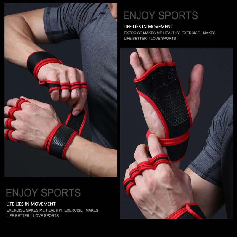 1 Pair Weight Lifting Training Gloves Profession Palm And Wrist Protection Gym Fitness Gloves Sports Body Building For Men Women