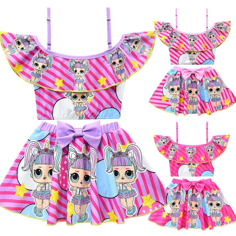 

Children's Swimwear Summer Lol Girls Doll Cartoon Pattern Swimsuit Split Swimsuit Children's Swimwear Set