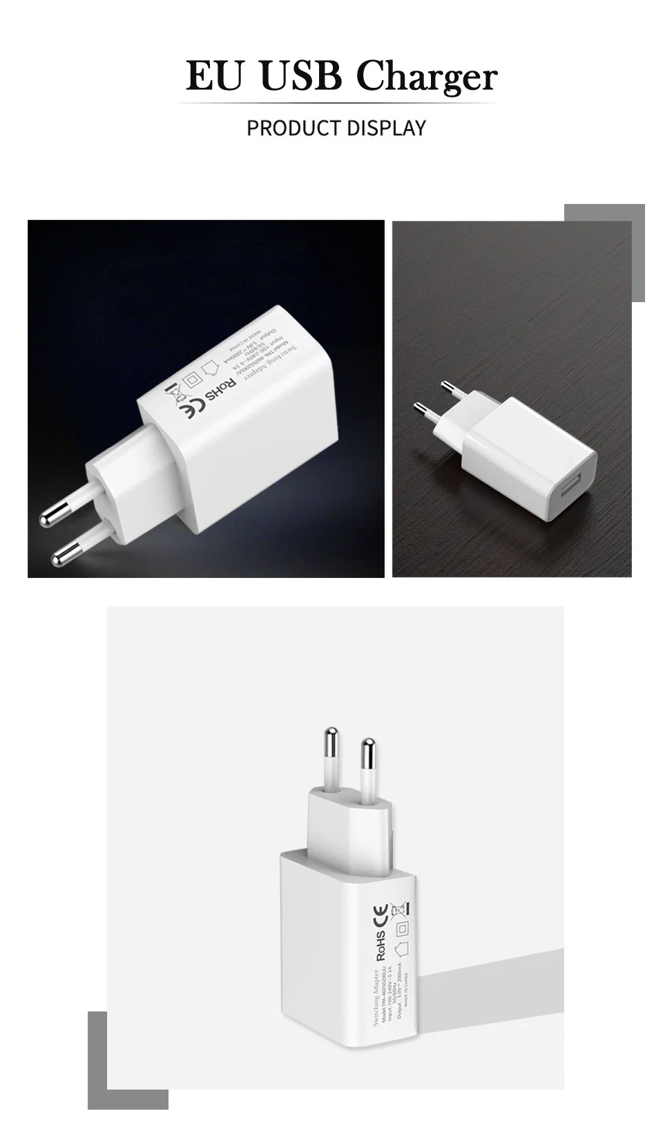 5V2A USB Wall Charger EU Adapter Plug Travel In Europe Mobile Phone For iphone X877S66S5s5cSE Samsug s8 s9  (3)