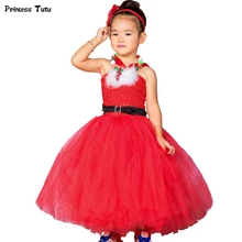 Красные рождественские платья для Обувь для девочек детский праздничный костюм Новогодние платье принцессы Тюль Рождественская одежда для маленьких девочек детские рождественские платье-пачка