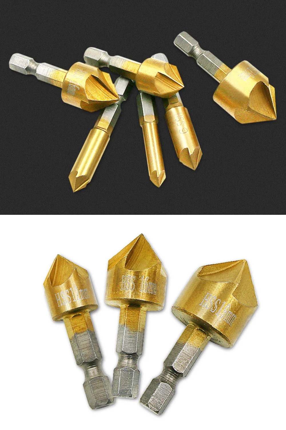 3 Pcs Drill Bits Flute Countersink Drill Bit Set Counter 6-19mm Sink Chamfer Cutter High Quality 3 Types For Wooden Planks