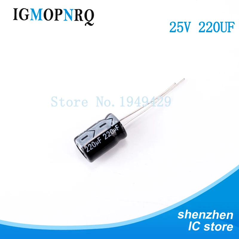 

20PCS/LOT Aluminum electrolytic capacitor 220uF 25V 6.3*12 Electrolytic Capacitor 25v220uf