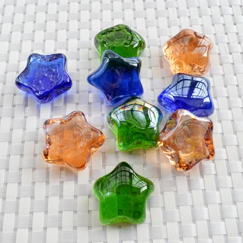 

Free shipping 60pcs/lot Color glass beads Glass block five star shape Household adornment marbles