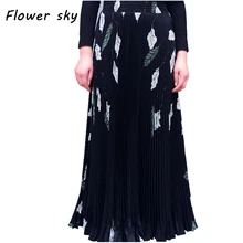 Женская длинная юбка макси, эластичная талия, плиссированная юбка, Пляжная, бохо, винтажная, летняя, длинная, плиссированная юбка макси