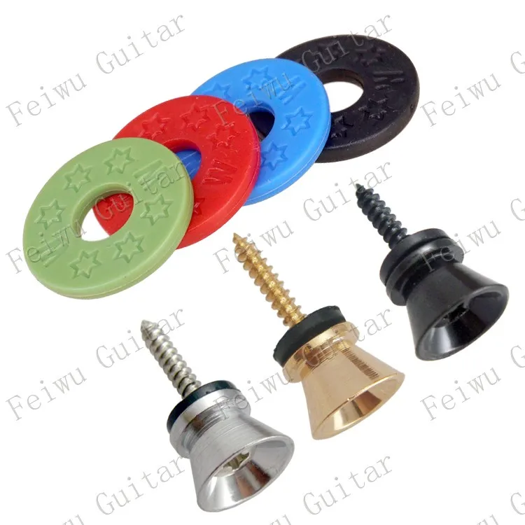 

A Set Ukulele Bass Guitar Strap Button Strap End Metal Lock Pin Peg and Rubber Strap Lock Soft Anti Slip Buckle Washer Cushions