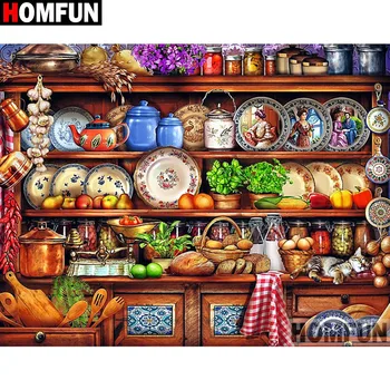 

HOMFUN Full Square/Round Drill 5D DIY Diamond Painting "Kitchen utensils" 3D Diamond Embroidery Cross Stitch Home Decor A19141