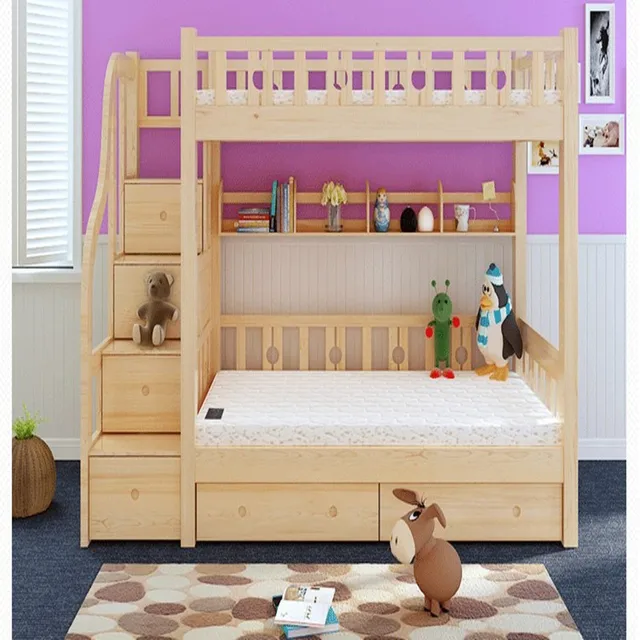 Cheap Wood Bed Double Princess Ladder Picture Storage Cabinet Shelves With Childrens Bunk
