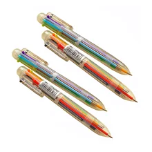 Горячая Распродажа 4 шт 6 в 1 многоцветная Радужная Шариковая ручка для студентов и офиса
