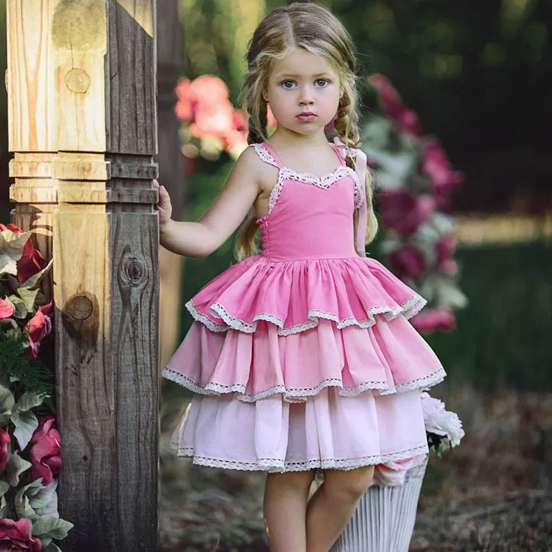 Платья принцессы для маленьких девочек многослойное фатиновое платье-пачка без рукавов для маленьких девочек, нарядные вечерние платья Одежда для детей возрастом от 1 года до 5 лет - Цвет: pink