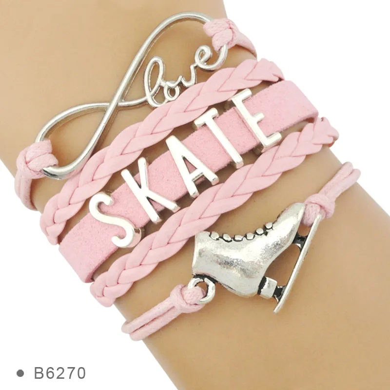 Женский браслет с надписью Love to Skate|Браслеты шармами| |