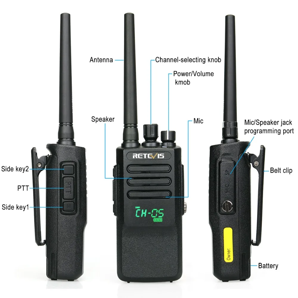 10W DMR Digital Walkie Talkie Retevis RT50 IP67 Waterproof Dustproof UHF VOX Portable Two-Way Radio Hf Transceiver+Program Cable