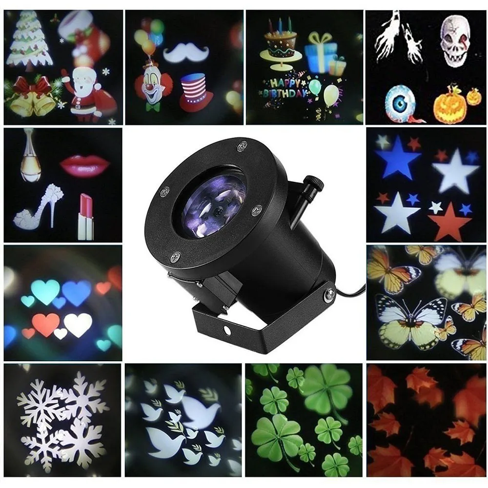 

12 Patterns Christmas Laser Snowflake Projector Outdoor LED Waterproof DJ Disco Lights Home Garden Star Light Indoor Decoration