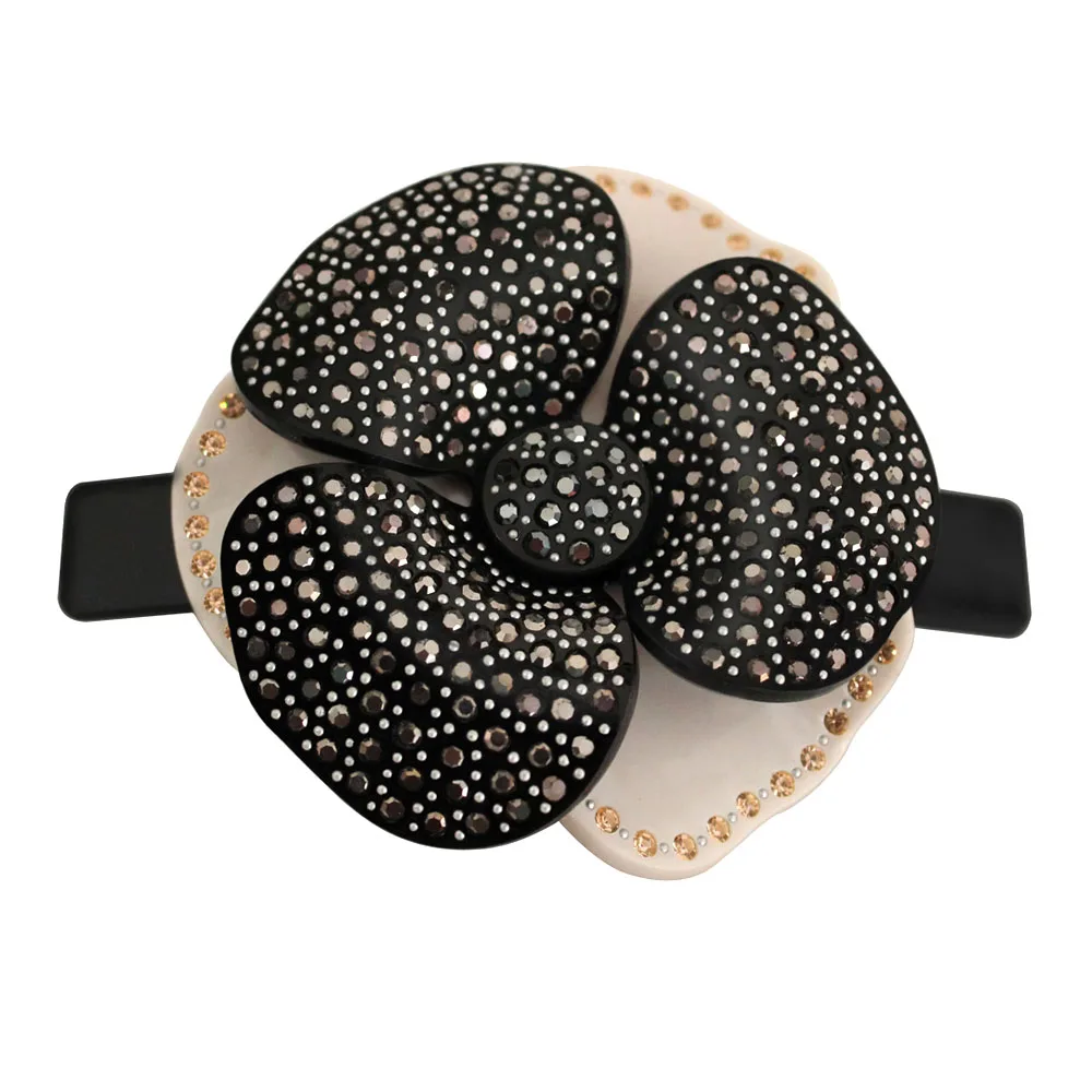 Beauty Camellia Flower Hair Barrette Jewelry - French Design Hair Accessory Ornament for Women Girls Fine Tiara Office Career