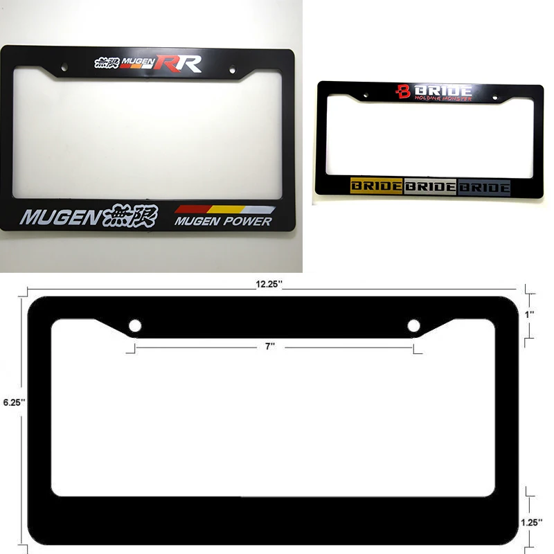 

JDM Style Plastic Racing Car License Plate Frame Tag Cover Holder For Universal Car Mugen Bride