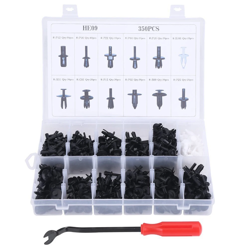 350Pcs Car Body Plastic Push Retainer Pin Rivet Fasteners Trim Moulding