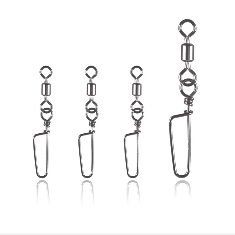 

20Pcs Fishing Connector with curved pin Pin Bearing Rolling Swivel Stainless Steel with Snap Fish Lure Tackle Accessorie 2023