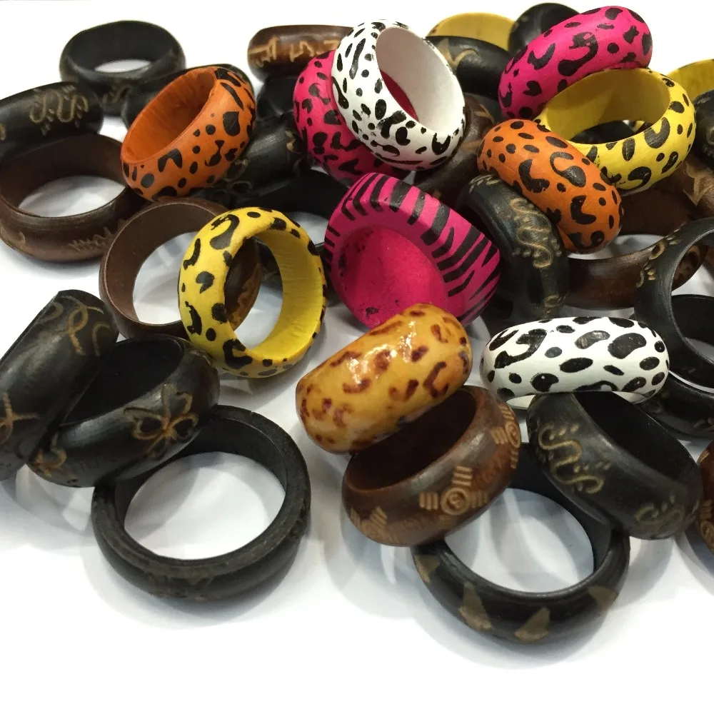 

Wholesale Free Shipping Jewelry Lots 12pcs Mixed Lots Fashion Wooden Rings for woman kinds romantic wedding party present