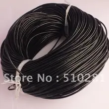 Оптом 100 метров 2,5 мм черные ювелирные изделия из бисера делая шнурковая фурнитура настоящий чистый кожаный шнур