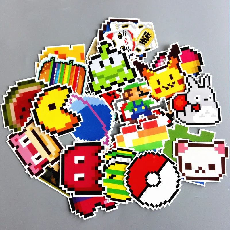 

TD ZW 25Pcs/lot Cartoon Mario Pixel Style Sticker For Car Laptop Luggage Skateboard Backpack Tables Case Decal Kids Toy Sticker