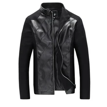 Новая стильная модная мужская куртка для досуга искусственная кожа тонкая мужская повседневная кожаная куртка черного и синего цвета
