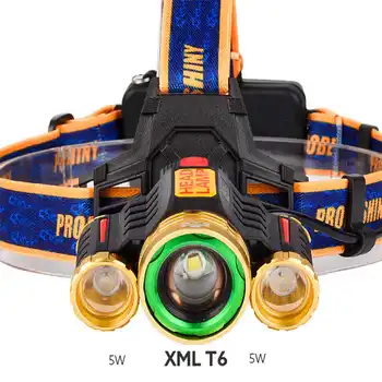 

Zoom 15000LM 3X XM-L torch flashlight t6 Rechargeable 18650 Headlight Light Torch powerful led flashlight #4A27