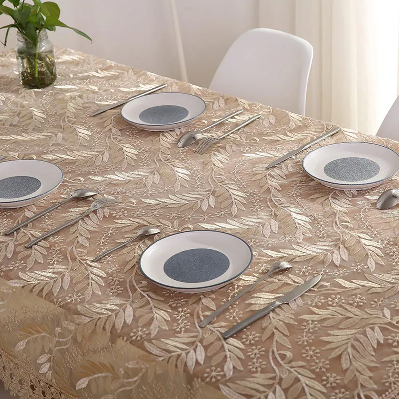  Willow Leaf Embroider Tablecloth Transparent Glass Yarn Water Soluble Lace Hem European Cover Washa