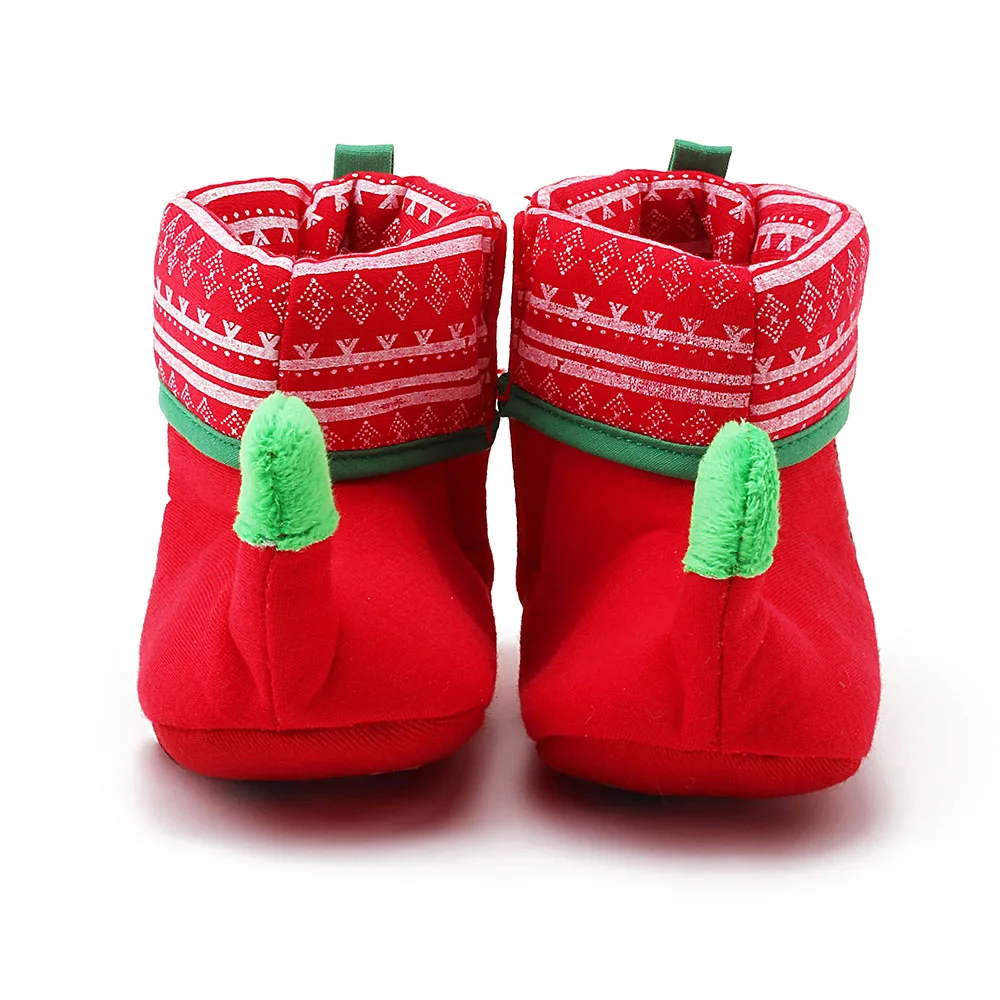 

2016 New Arrival Christmas Design Baby Shoes Unique Warm Red And Green Color Baby Boots Wholesale Pure Cotton Boots