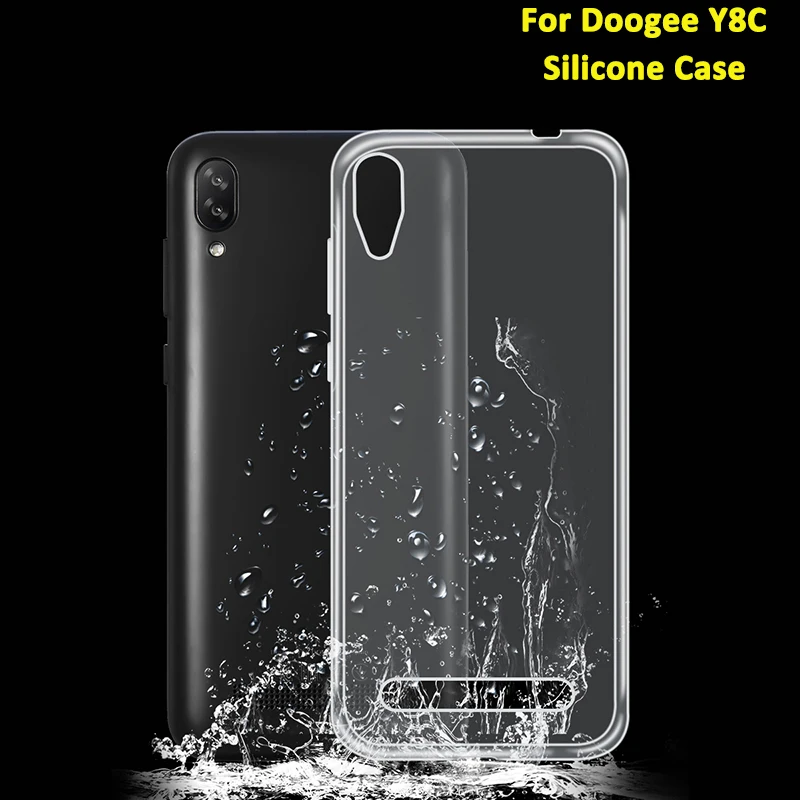 

ocolor For Doogee Y8C Silicone Case 6.1'' Transparent Anti-knock TPU Back Case For Doogee Y8C Phone Protective Case