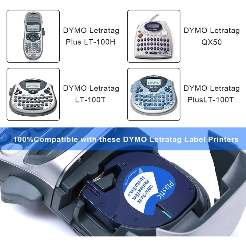 Unistar 5 шт. 91331 Совместимость с лента Dymo letratag 91201 черный на белом 12 мм Dymo клейкая лента этикеток производитель LT91201