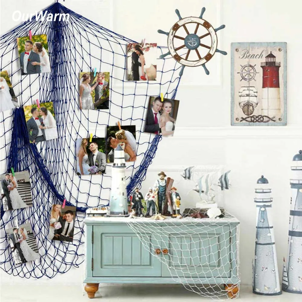 

OurWarm Birthday Party DIY Decorations Nautical Fishing Net Party Backdrop Mermaid Baby Shower Festival Supplies