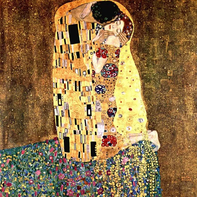 

HOT-Full Round Diamond 5D Diy Diamond Painting Gustav Klimt The Kiss Embroidery Cross Stitch Rhinestone Painting Decor Gift