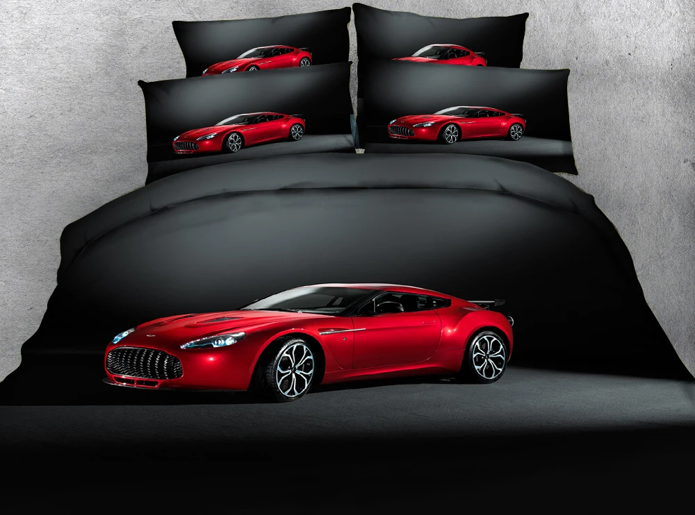 

Black sports car 3d effect photo bed linen can be customized photo pattern