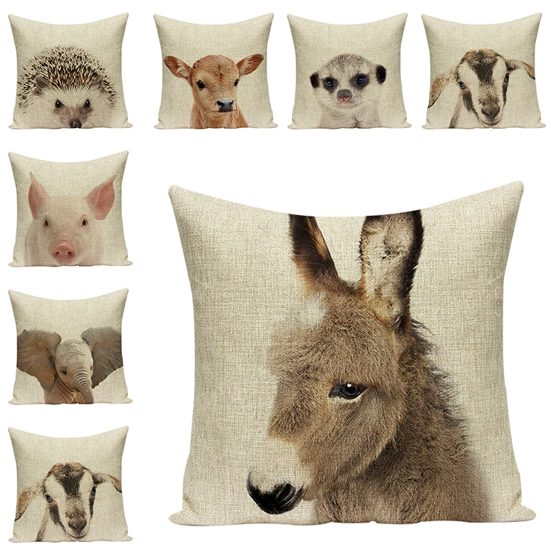 

Cartoon Animals Printed Cushions Cover Art Decorative Cute Pillow For Chair Pillowcase Car Seat Accessories Cushions Home Decor