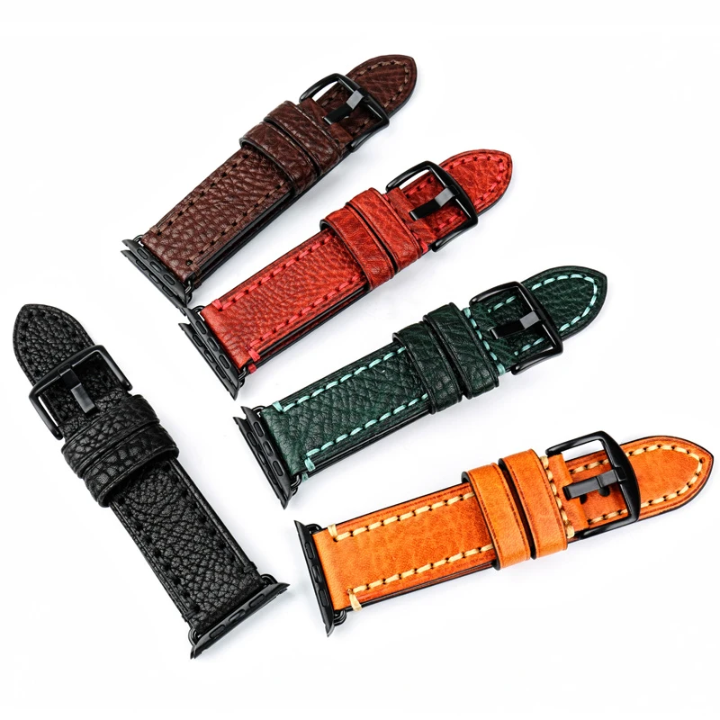 Ремешок кожаный для Apple Watch Band Series 44 мм 40 аксессуары часов 42 38 iWatch 4 3 2 1|Ремешки