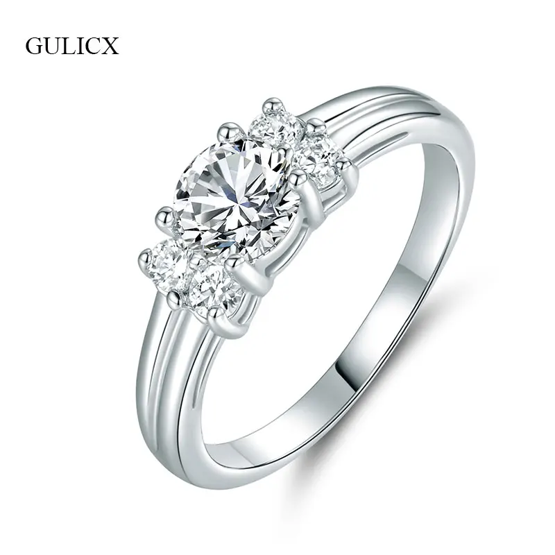 GULICX Wedding Rings for Women Cubic Zirconia Silver Color Anniversary