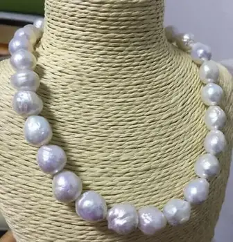 

gorgeous huge13-14 mm white baroque pearl necklace 18"