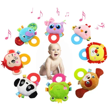 

Happy Monkey Baby BB Sounds Rattle Baby Bells 0-1 Plush Toys Animal Rattles Hand Holding Jelly Teether Rattles